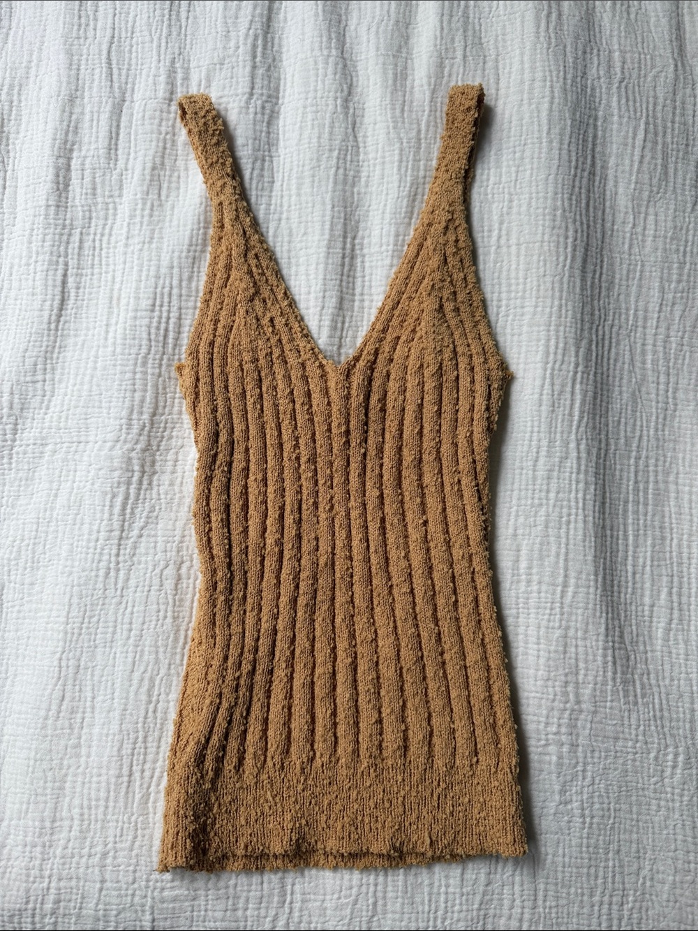 Cozy Ribbed V-Neck Tank - Mustard yellow